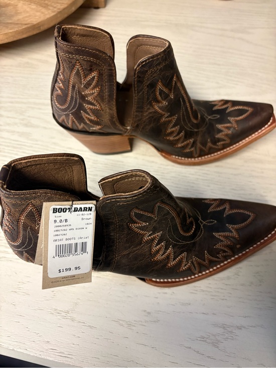 Ariat Shoes - Ariat Brown Leather Western Cutout Ankle Booties